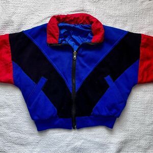 Vintage 90's RE Sport Kids Color block, red, black and blue windbreaker size 5.